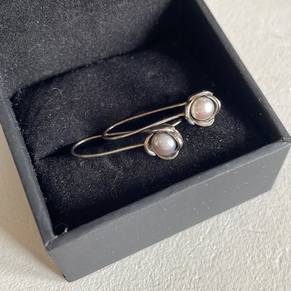 Pandora Bloom Grey Freshwater Pearl Earrings